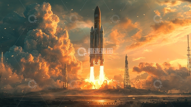 高清大图下载【趣麦麦图】火箭发射升空