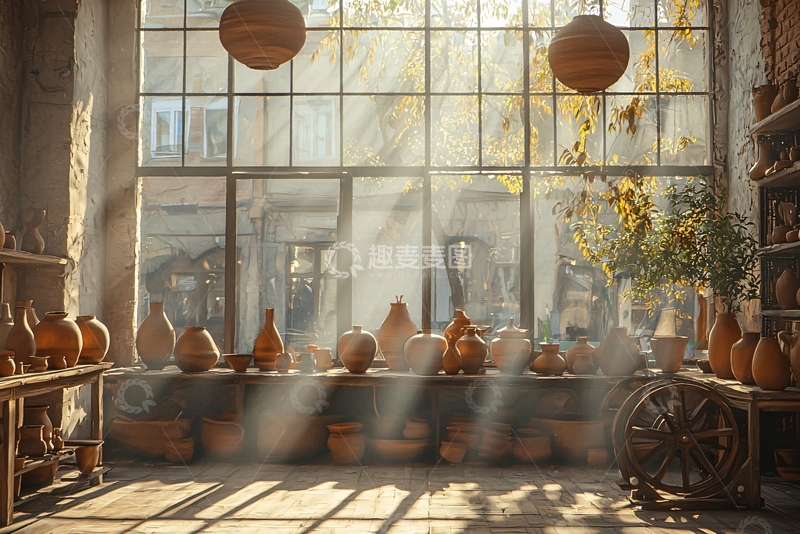 高清大图下载【趣麦麦图】-阳光洒落陶艺工作室
