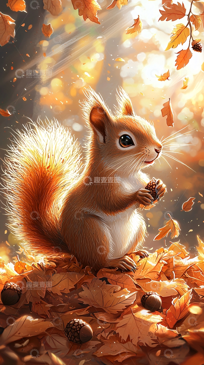高清大图下载【趣麦麦图】秋天小松鼠