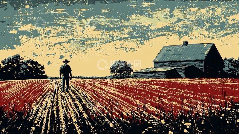 高清大图下载【趣麦麦图】田野里孤独的农民