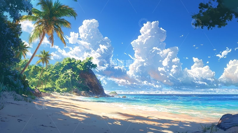 高清大图下载【趣麦麦图】热带海滩风景画