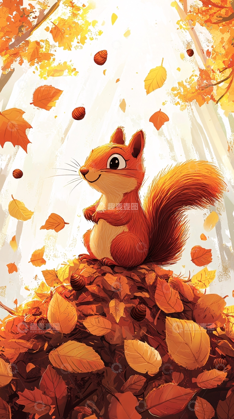 高清大图下载【趣麦麦图】秋天小松鼠
