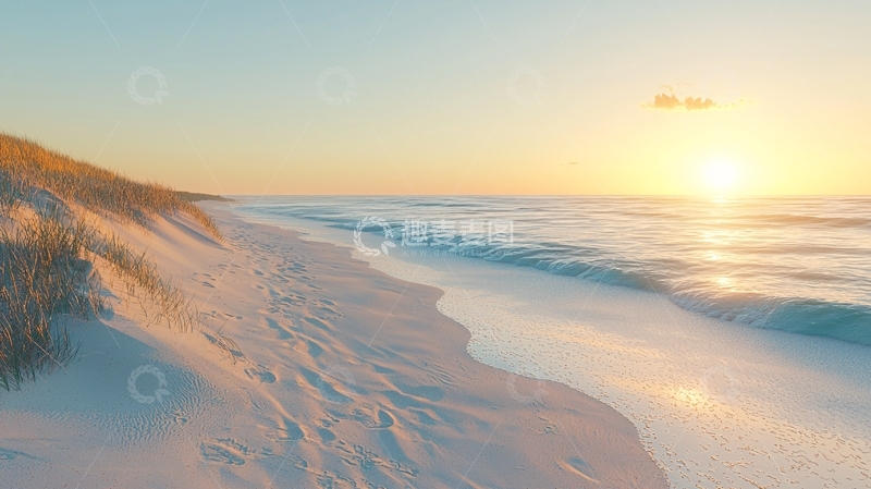 高清大图下载【趣麦麦图】日落沙滩海景