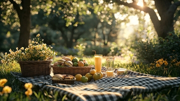 阳光下公园野餐