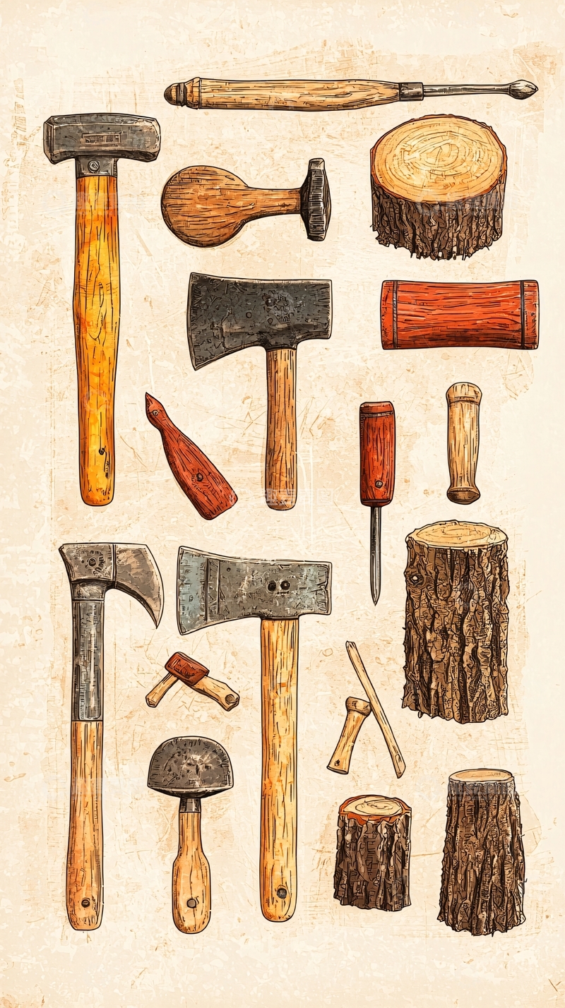 高清大图下载【趣麦麦图】木工工具插画