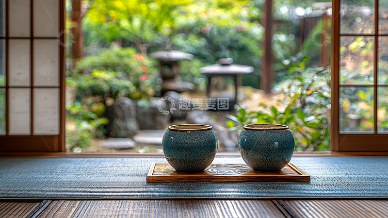 高清大图下载【趣麦麦图】日式庭院茶室静谧一角
