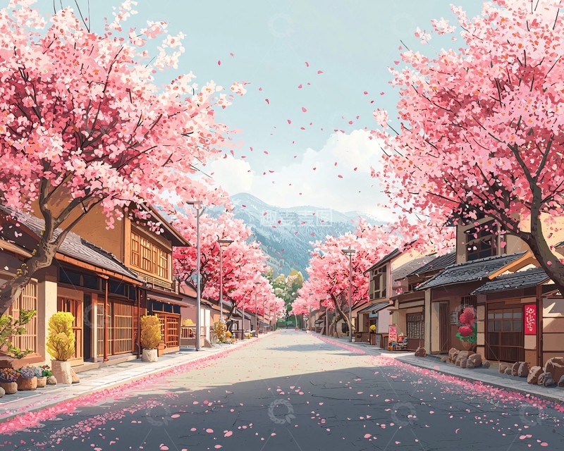 高清大图下载【趣麦麦图】樱花街道