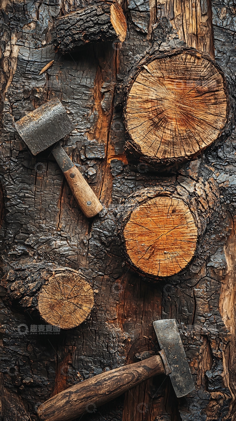 高清大图下载【趣麦麦图】木头背景的复古工具