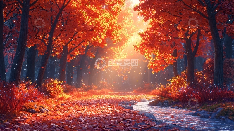 高清大图下载【趣麦麦图】秋日森林暖阳