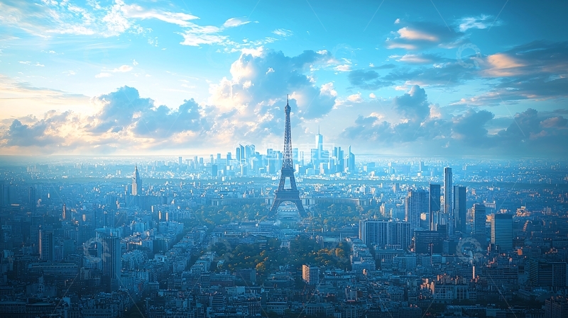 高清大图下载【趣麦麦图】巴黎埃菲尔铁塔全景图