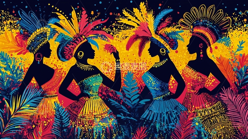 高清大图下载【趣麦麦图】巴西狂欢节女性剪影