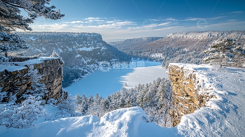 高清大图下载【趣麦麦图】冰封峡谷雪景