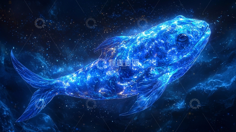高清大图下载【趣麦麦图】蓝色发光鲸鱼