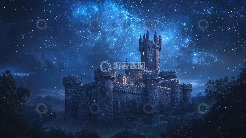 高清大图下载【趣麦麦图】星空下的古堡