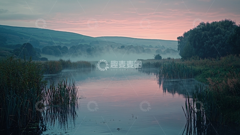 高清大图下载【趣麦麦图】清晨薄雾河景