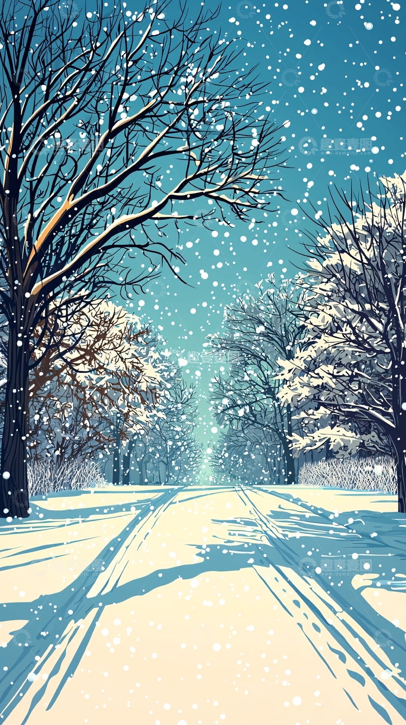 高清大图下载【趣麦麦图】雪景道路