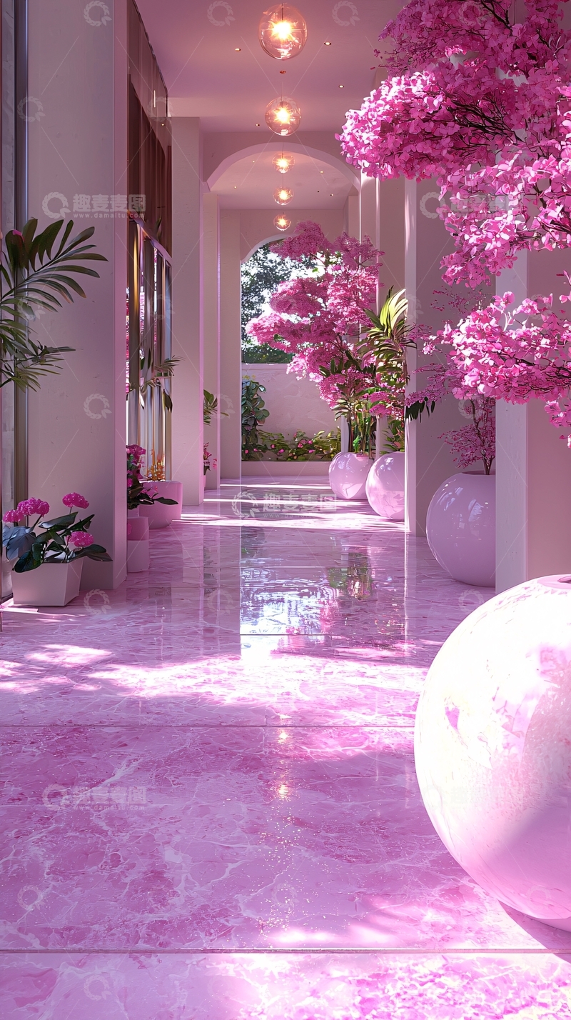 高清大图下载【趣麦麦图】粉色走廊