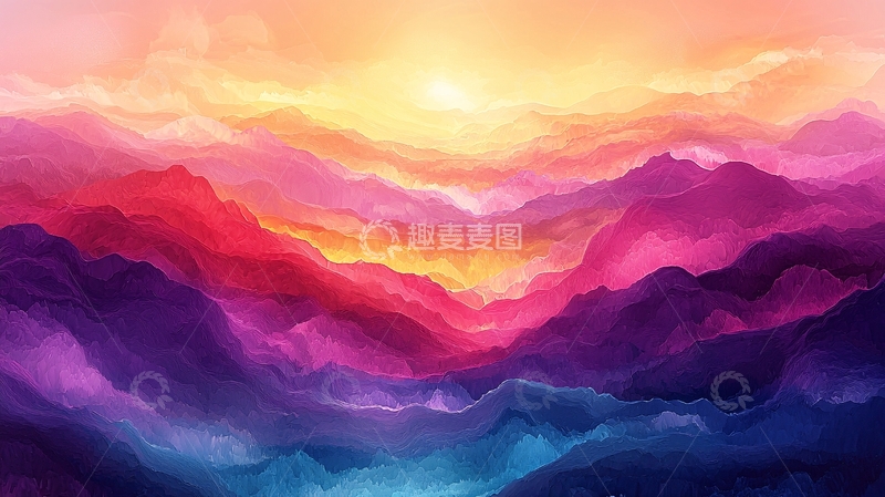 高清大图下载【趣麦麦图】彩色山脉日出景色