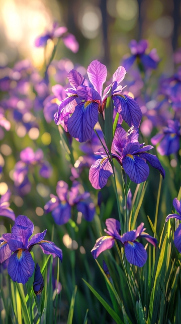 阳光下的紫色鸢尾花
