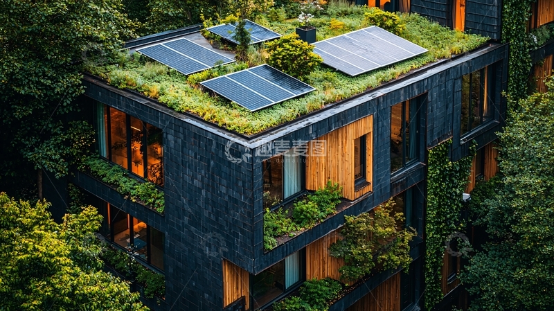 高清大图下载【趣麦麦图】屋顶花园上的现代建筑