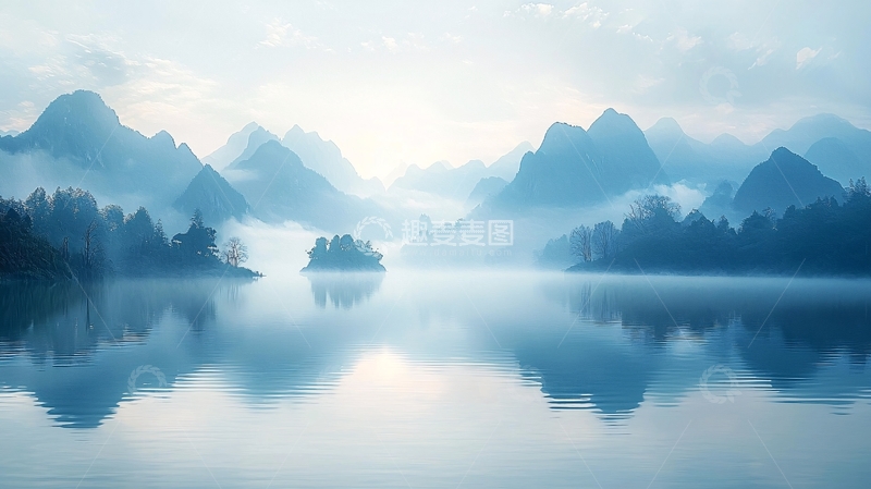 高清大图下载【趣麦麦图】水墨画般的湖光山色