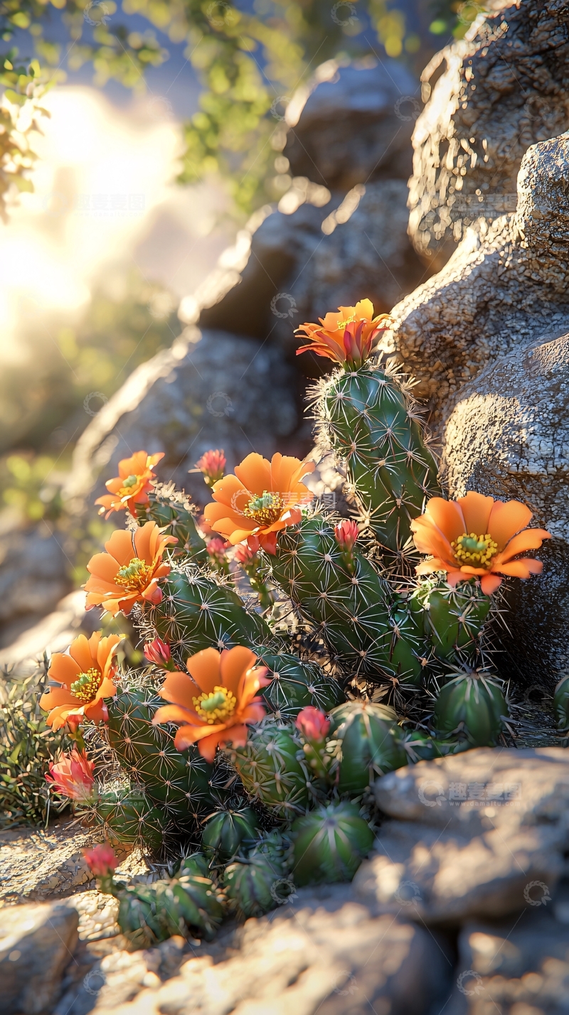 高清大图下载【趣麦麦图】阳光下盛开的仙人掌花