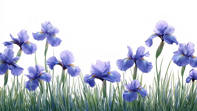 蓝紫色鸢尾花田野背景