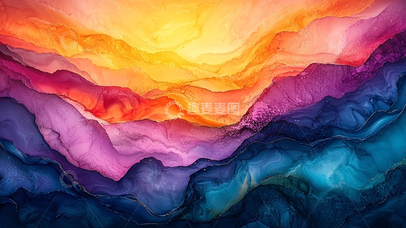 高清大图下载【趣麦麦图】抽象彩色山脉