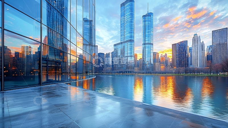 高清大图下载【趣麦麦图】现代城市天际线建筑群