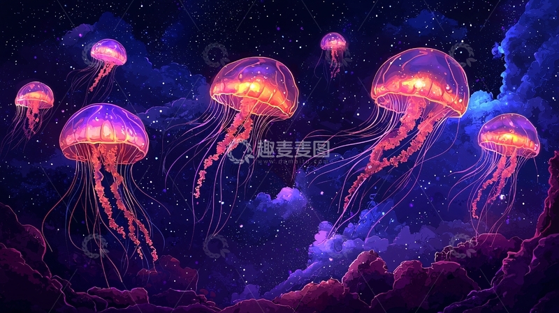 高清大图下载【趣麦麦图】星空水母