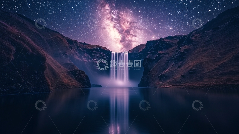 高清大图下载【趣麦麦图】星空瀑布