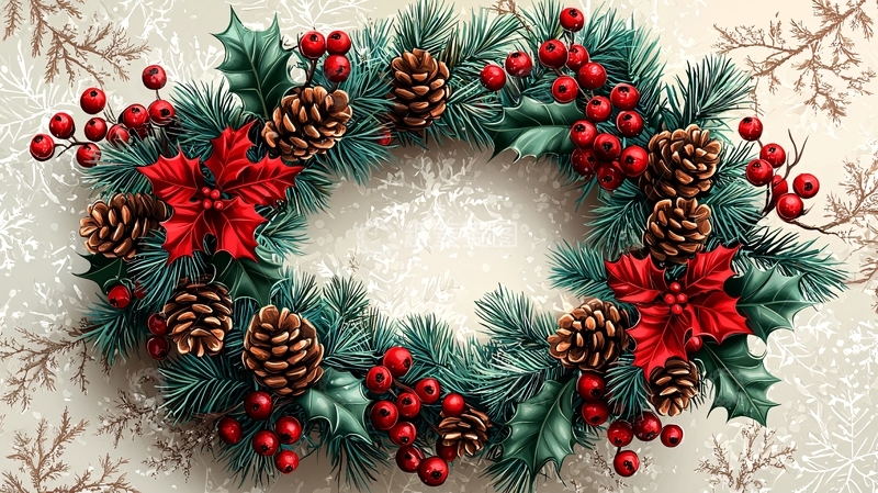 高清大图下载【趣麦麦图】圣诞节花环2