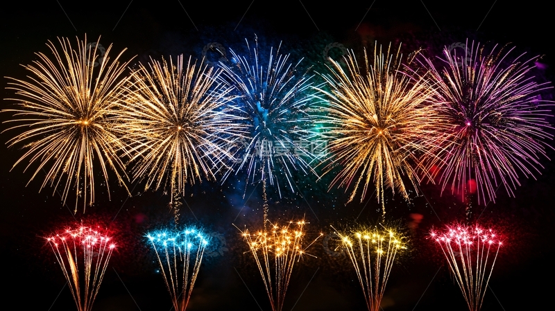 高清大图下载【趣麦麦图】绚丽多彩的烟火表演