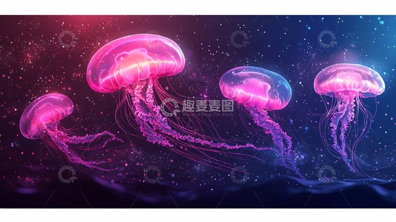 高清大图下载【趣麦麦图】梦幻粉色水母