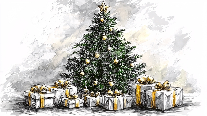高清大图下载【趣麦麦图】手绘圣诞树