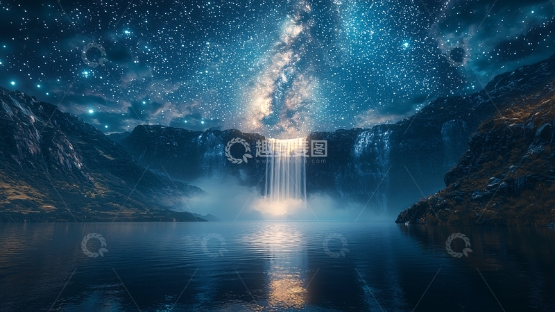 高清大图下载【趣麦麦图】星空瀑布