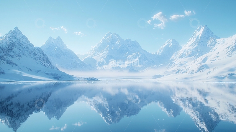 高清大图下载【趣麦麦图】冰雪覆盖的山脉与湖泊