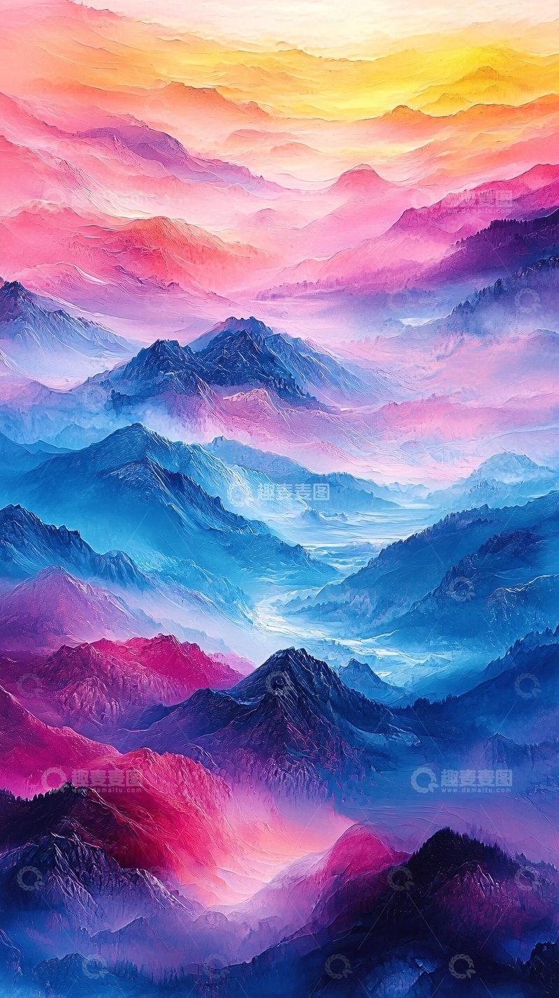 高清大图下载【趣麦麦图】彩色梦幻山峦