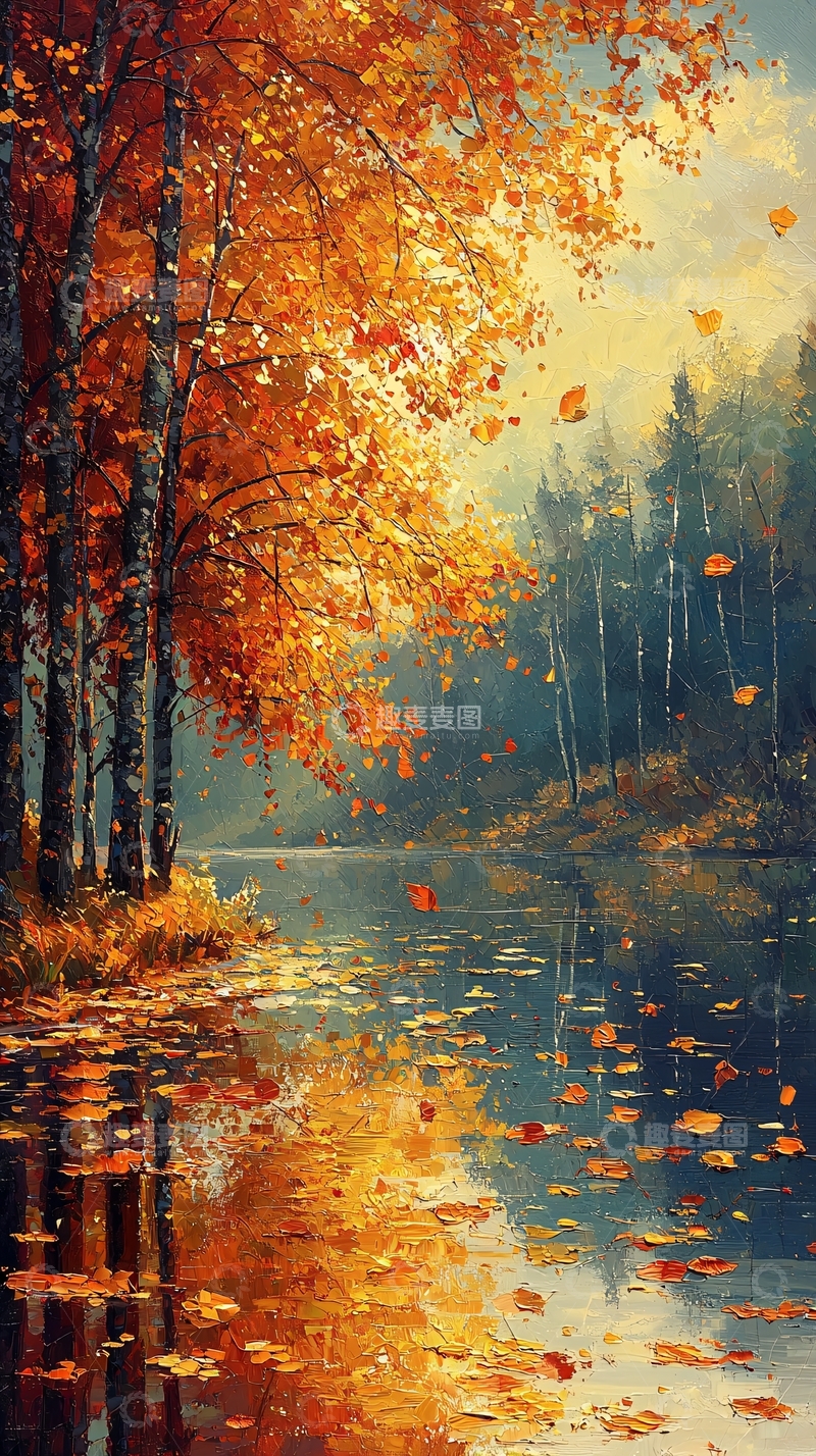 高清大图下载【趣麦麦图】秋景油画
