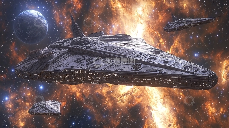 高清大图下载【趣麦麦图】星际战舰在宇宙中航行