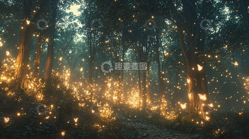 高清大图下载【趣麦麦图】梦幻萤火森林