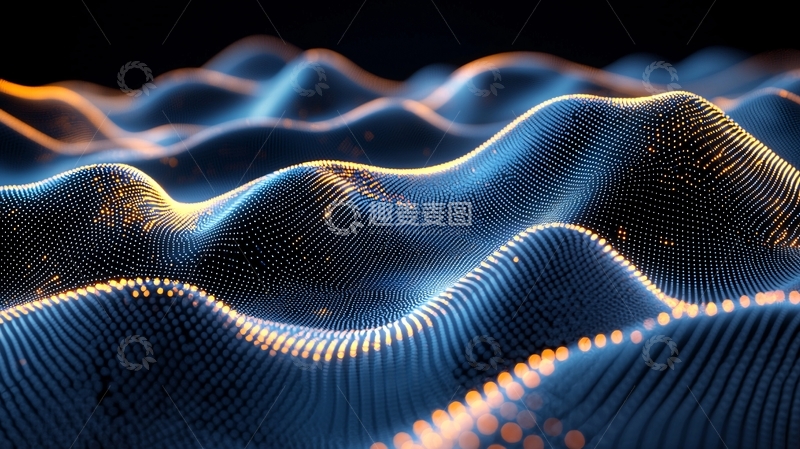 高清大图下载【趣麦麦图】蓝色光点组成的波浪