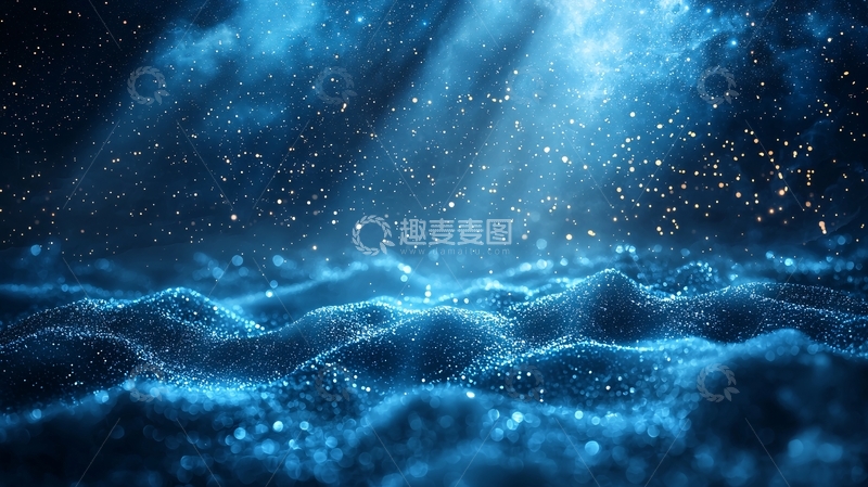 高清大图下载【趣麦麦图】深蓝色梦幻粒子背景