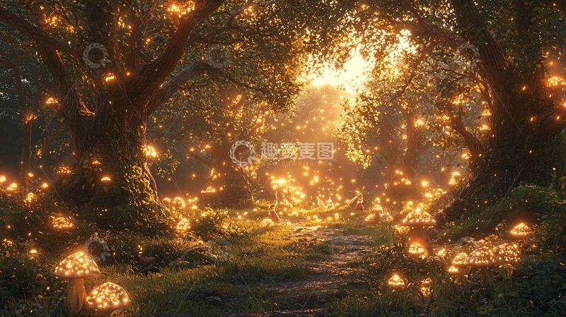 高清大图下载【趣麦麦图】萤火森林小路
