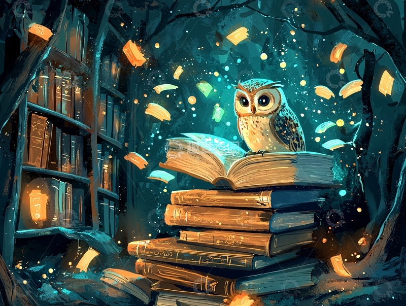 高清大图下载【趣麦麦图】夜晚图书馆