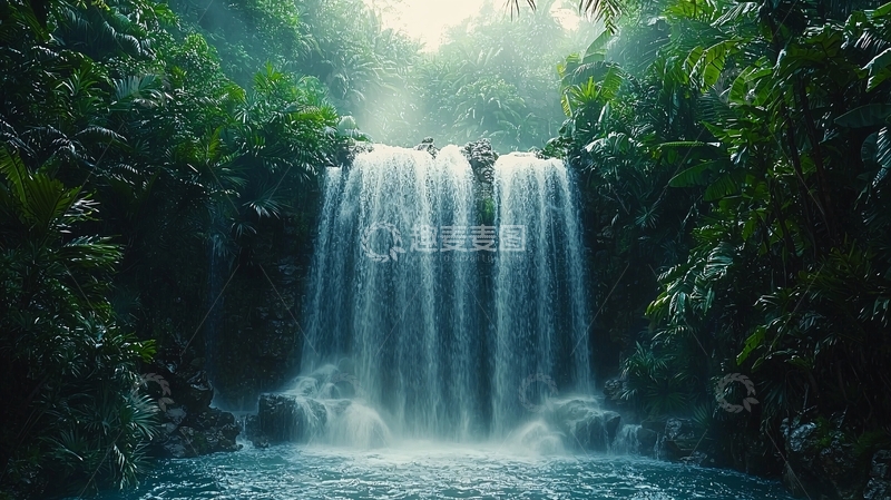 高清大图下载【趣麦麦图】热带雨林瀑布