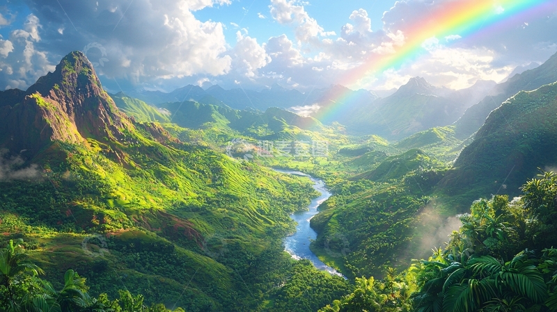 高清大图下载【趣麦麦图】彩虹山川河流