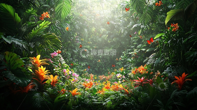 高清大图下载【趣麦麦图】热带雨林深处梦幻花海