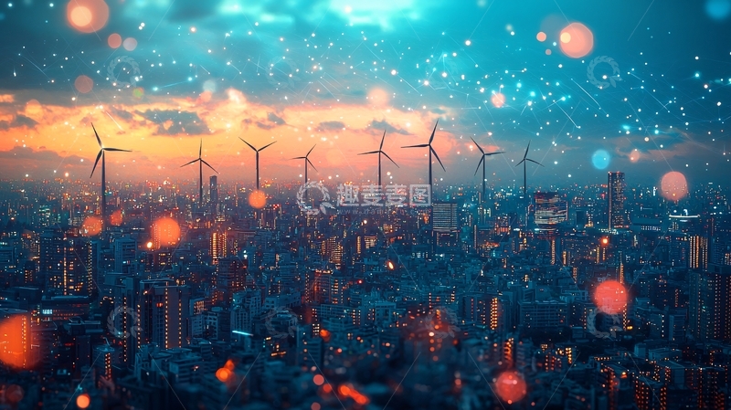高清大图下载【趣麦麦图】未来城市风力发电