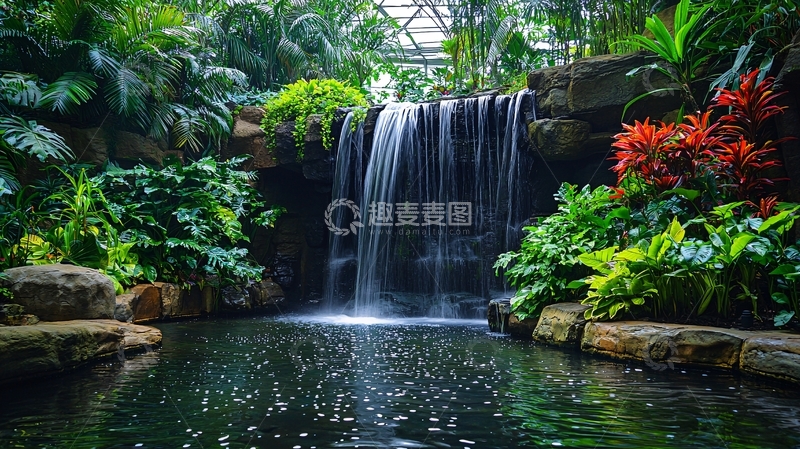 高清大图下载【趣麦麦图】热带雨林瀑布景观